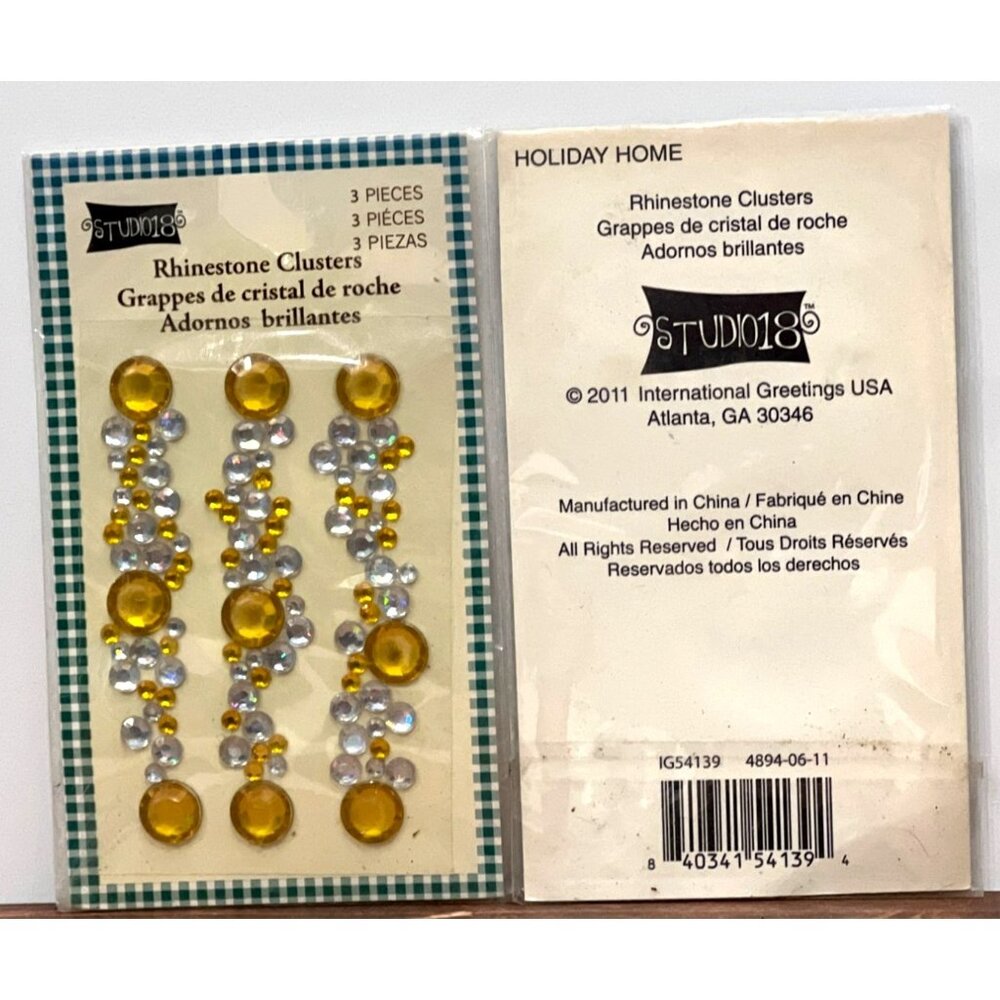 Clear & yellow Studio 18 Rhinestone Clusters Crystal Jewel 3 pack